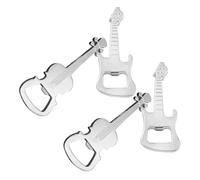 GOOHOCHY Bottle Openers Adorable Design 4pcs Zinc Alloy Keychain Set with Guitar and Violin Shapes, Easy to Carry Portable Beer Bottle Openers Silver Metal Keychains for Ktv and Hotels