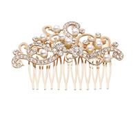 GOOHOCHY Bridal Pearl Hair Comb with Rhinestone Crystals for Wedding Ceremony and Formal Events 3.3X2.4 Inch