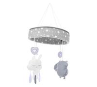 GOOHOCHY Cartoon Crib Mobile for Newborns and Babies with Cloud, Rainbow, Rabbit, and Owl Plush Hanging Toys, Grey Nursery Decor, Soothing Baby Mobile for Infant Cribs
