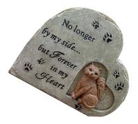 GOOHOCHY Cat Memorial Stone Ornament Resin Garden Tribute Figurine | Heart Angel Design, Delicate Shape, Firm Placement, for Remembering a Lost Pet
