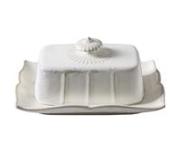 GOOHOCHY Ceramic Butter Dish Butter Tray with Lid Rectangular Pure Color European Style Sturdy Covered Dessert Holder Kitchen Storage for Home and Hotel Use