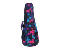 GOOHOCHY Cotton Padded Ukulele Bag Red Plaid Floral Pattern Double Shoulder Backpack for Men Women Strap Protective Ukulele Carry Case with Front Mesh Pocket