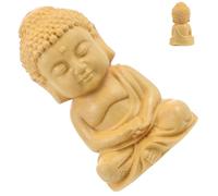 GOOHOCHY Creative Buddha Statue 3d Khaki Wood Carving with Fine Craftsmanship and Good Stability, Unique Delicate Buddha Decoration for Indoor Desktop Decor and Holiday Mementos