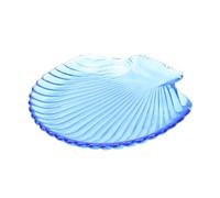 GOOHOCHY Crystal Glass Dinner Plate Blue Scallop Shape Food Grade Tableware for Home Dining Wedding Banquet Office Decor