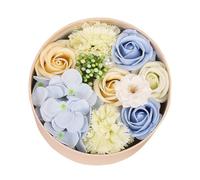 GOOHOCHY Delicate round Soap Flower Box in Blue for Decoration and Office Centerpieces, Unique Soap Bouquet Gift for Girlfriends on Valentine's Day and Christmas, Suitable for Bath and Hand