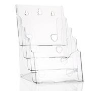 GOOHOCHY Desktop File Holder 4-Layer Acrylic Multi-Tier Clear Stand for Displaying Brochures and Organizing Flyers in Workspaces