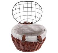 GOOHOCHY Detachable Rattan Pet Carrier Bicycle Basket with Wire Mesh Cover for Cats Dogs Front Handlebar Storage and Commuting Use