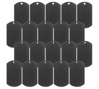 GOOHOCHY Dog Tags for Stamping 20pcs Blank Black Stainless Steel Rectangular Tags, Handstamped, for Cats and Dogs Identification and Outings