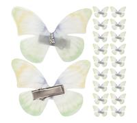 GOOHOCHY Double Layer Chiffon Butterfly Hair Clips with Secure Hold Technology 50pcs and Nonslip Performance, Light Green Hair Accessories and Teen, for Cosplay and Dance