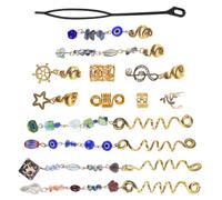 GOOHOCHY Dreadlock Hair Accessories Adding a Touch of Elegance Blue Cat Eye Stone 50pcs with Unique Ethnic Spiral and Snake-shaped Clips, Easy to Use Hair Charms for Braids for Occasion