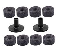 GOOHOCHY Drum Kit Cymbal Felt Pads Set 10 Pieces Grey and Black 8 Grey Felt Pads Ø2.5cm with 2 Black Sleeves Replacement Cymbal Accessories for Drum Set