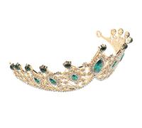 GOOHOCHY Elegant Rhinestone Bride Tiara for Women Alloy Head Decoration Wedding Crown Headwear Suitable for Banquet and Stage Performance Green Vintage Style