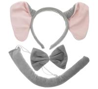 GOOHOCHY Elephant Costume Set with Grey Ear Headband Bow Tie and Tail Animal Dress-up Accessories for Zoo Parties Jungle Adventures and Imaginative Play