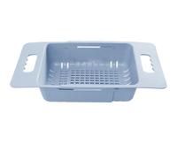 GOOHOCHY Extendable Blue Plastic Drain Basket for Kitchen Sinks with Draining and Storage Functions, Multipurpose Sink Strainer Basket Suitable for Vegetable and Fruit Washing and Drying