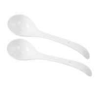 GOOHOCHY Extra Large Porcelain Soup Spoons Ceramic Kitchen Gadgets White 2Pcs Set for Asian Cuisine and Dining