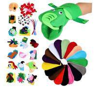 GOOHOCHY Felt Hand Puppet Making Kit DIY Craft with Pompoms and Eyes Soft Comfortable Sewing Materials for Adults Vibrant Animal Designs for Role Play and Storytelling Easy to Use Felt