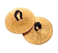 GOOHOCHY Finger Cymbals 2 PCS for Boys and Girls and Adults Copper Small Cymbal Engraving Elastic Band Suitable for Belly Dance Stage Performance Music Enlightenment Safe Edges