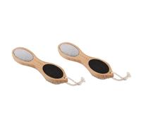 GOOHOCHY Foot File for Easy Dead Skin Removal 2pcs Callus Remover Double-Sided with Bamboo Pumice Bristle and Steel File Portable and Easy to Foot Care Tool for Random Color