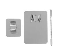 GOOHOCHY Foundation Pigment Mixing Plates Silver with Smooth round Hole Design Stainless Steel Makeup Palettes Wear-resistant Finish, and 2 Sets with Spatulas for Make-up and Nail Art