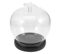 GOOHOCHY Fruit-shaped Glass Display Dome with Wooden Base and Glowing Light, Dustproof Cover for Displaying Figurines and Artificial Plants on Desktop, Handmade Craft Glass Cloche