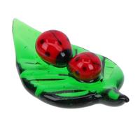 GOOHOCHY Garden Ladybug Ornament Stained Glass Tabletop Decor Red Glass Craft Colourful Insect Desktop Sculpture Green