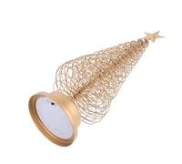 GOOHOCHY Golden Tabletop Christmas Tree Lamp with Star LED Lights Iron Holiday Figurine for Home Office Bedroom Decoration Festive Night Light Without Battery