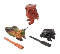 GOOHOCHY Guiro with Percussion Instruments 3pcs Wooden Featuring Set Frog, Cricket, and Owl Shapes Handcrafted Sound Quality and Smooth Handpolished Surface, for Individual Play and