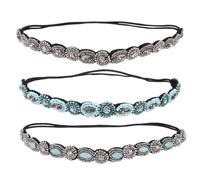 GOOHOCHY Hair Bow Scrunchie Elastic Headband Set to Create Beautiful Hair Styling with Rhinestone Inlaid Beads 6pcs Soft Cloth Material, Elegant Design for Women, Party Headband