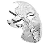 GOOHOCHY Halloween Disco Ball Mask Silver Full Face Plastic Reusable | Soft Lightweight Comfort, Eye Catching Mirror Design, Men Adults Carnival Masquerade Ball Mask