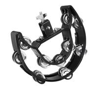 GOOHOCHY Hand-rotating Bell Tambourines Double Portable Bells Musical Party Tambourine Drum Hoop Tambourine Hand Percussion Instruments Musical Hand Bell Black Metal