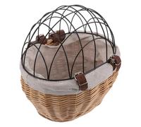 GOOHOCHY Handwoven Rattan Pet Bike Basket Front Mounted Dog and Cat Carrier with Straps Small Animal Bicycle Basket for Mountain Bikes for Commuting
