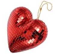GOOHOCHY Heart Shaped Reflective Mirror Disco Ball Hanging Ornament for Party Decoration Sturdy Red Disco Rock Decor for Pub Ktv Stylish Hanging Pendant Creating Festive Atmosphere
