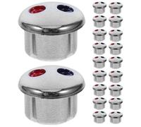 GOOHOCHY Hot and Cold Faucet Handle Index Buttons with Aesthetic Design 20pcs with Red and Abs Caps and Easy Installation Universal Fit Replacement for Bathroom Sink Faucets