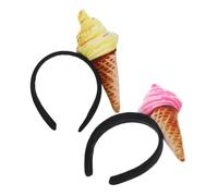 GOOHOCHY Ice Cream Headbands with Adorable Ice Cream Cone Design 2pcs Cloth Hair Bands Comfortable and for Women Short Hair for Occasions and Doing Your Makeup