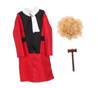 GOOHOCHY Judge Costume with Gavel and Career Role Play Wig Authentic Judge Outfit for Halloween Stage Performances Creative Professional Dress Up Portable and Easy to Wear