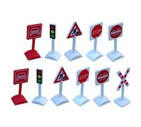 GOOHOCHY Kids Road Sign Toys 11Pcs Simulation Traffic Indicators Mini Roadblocks Teaching Aids for Children