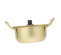 GOOHOCHY Korean Noodle Pot with Lid Yellow Aluminum Ramen Cooker Double Handle Stew and Soup Pot for Instant Noodles Cooking Rapid Heat Transfer