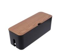 GOOHOCHY Large Black Device Cord Organizer Box with Ventilation and Breathable Multifaceted Hollow Design, Plastic Wire Arranging Case for Power Strip and Electronic Wire Storage at Home