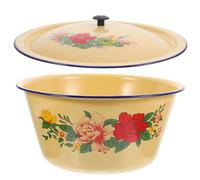 GOOHOCHY Large Capacity Enamel Stockpot 28Cm with Lid, Multi-Use Cooking Pot for Home and Kitchen Supplies, Deep Stewing Pot with Smooth Glazed Finish