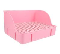 GOOHOCHY Large Plastic Rabbit Litter Box with Detachable Grids and Sided Fence, Easy to Clean Pet Pan Suitable for Guinea Pigs and Squirrels, for Bedroom or Pet Shops in Pink