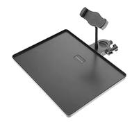 GOOHOCHY Microphone Stand Tray with Clip-on Design and Abs Metal Material, Black Live Broadcast Rack Shelf for Phone Holder, Supporting to 3kg Weight, for Streaming and Recording