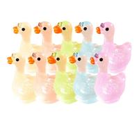 GOOHOCHY Mini Resin Duck Figurines and Fine Workmanship 10pcs Glow the Dark with Creative Modelling Design for Car or Yard Garden Miniature Ornament and Desktop Decor