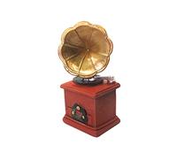 GOOHOCHY Mini Retro Phonograph Model Vintage Miniature Gramophone for Dollhouse Accessories Red Mini House Ornament Furniture Decor