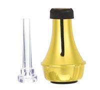 GOOHOCHY Mini Trumpet Practice Mute Set Gold Abs Straight Mute and 3c Plastic Mouthpiece, Beginner Trumpet Accessory for Quiet Practice and Brass Instruments