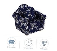 GOOHOCHY Miniature Blue Floral Sofa Model with Pillow for Dollhouse Decoration Portable Handcrafted Mini Couch for Play and Collectible Home Scene Accessory