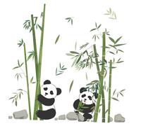 GOOHOCHY Panda and Bamboo Wall Sticker Peel and Stick Art Decal for Kids Room Self-Adhesive Cartoon Wall Decor for Nursery and Bedroom