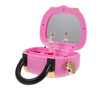 GOOHOCHY Pink Musical Jewelry Box with Handle for Ages Portable Princess Music Storage Case with Rotating Ballerina Mirror and Scratch-resistant Design Birthday and Bedroom Decor