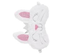GOOHOCHY Plush Rabbit Sleeping Eye Mask Breathable Soft Fabric, White Crown Design, Sleep Blindfold for Night Travel and Nap