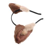 GOOHOCHY Plush Wolf Ear Headband for Women Cute Cozy Animal Hair Accessory Stylish Cosplay Party Fashion Soft Deep Brown Headdress for Halloween and Everyday Wear