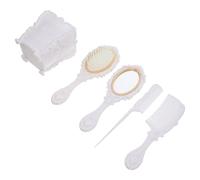 GOOHOCHY Portable Anti-static Comb and Makeup Vanity Mirror Set with Scalp Massage Function Elegant White PVC Case for Home and Salon Hair Care